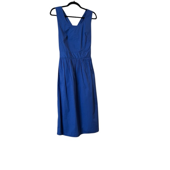 Everlane “The Clean Cotton Cross Back Dress” -Pleated Midi - Blue - Size 6 - Picture 1 of 6